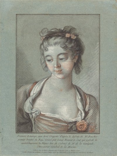 Bust of a Young Woman Looking Down by Louis Marin Bonnet after François Boucher