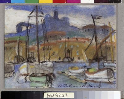 La Bonne Mère Vue de Marseille from the port with the Cathedrale Notre Dame de la Garde by Louis Mathieu Verdilhan