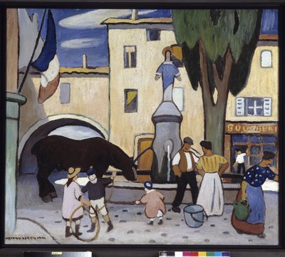 La Fontaine de Trets au Cheval Noir by Louis Mathieu Verdilhan