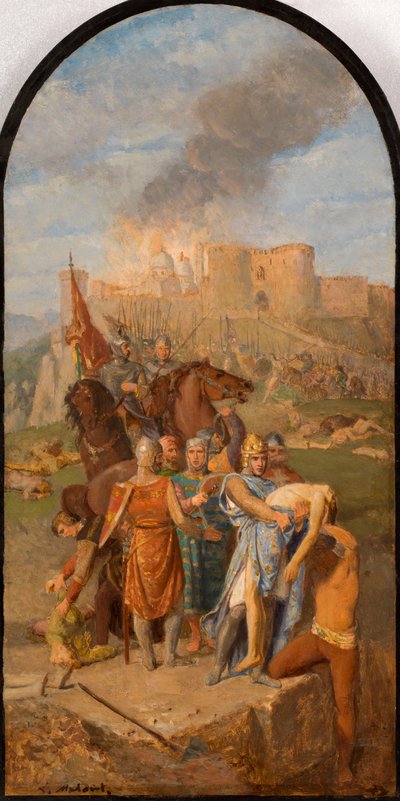 Sketch for the Saint-Sulpice church: Saint Louis buries the plague by Louis Matout