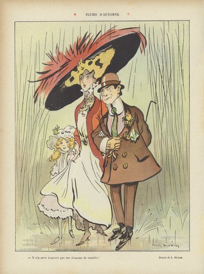 Autumn Rains (Illustration for Le Rire) by Louis Morin