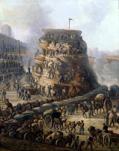 The Emperor Napoleon III and the Empress Eugenie Visiting the Chaillot Hill while being Levelled, 1867 (detail) by Louis Moullin