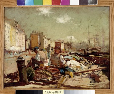 Fishermen Repairing the Nets by Louis Nattero
