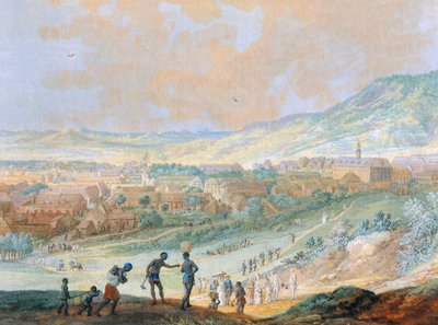 The city of Cap Francais (modern day Cap-Haitien) in Haiti by Louis Nicolas van Blarenberghe