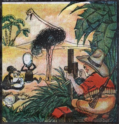 Nestor Fenleroc, European colon photographs an ostrich in Africa. 1923 by Louis Peltier