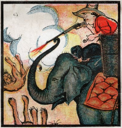 Nestor Fenleroc, European settler kills lions by shooting at an elephant in Africa by Louis Peltier