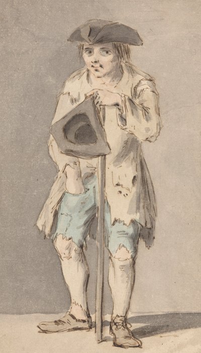 Beggar with Staff Holding Tricorn Hat by Louis Philippe Boitard