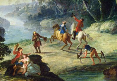 A Hunt with Falcons (detail) by Louis Philippe Crepin