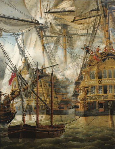 HMS Cumberland Fighting Against the Le Lys and La Gloire by Louis Philippe Crepin