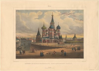 The Basil Cathedral in Moscow by Louis Pierre Alphonse Bichebois