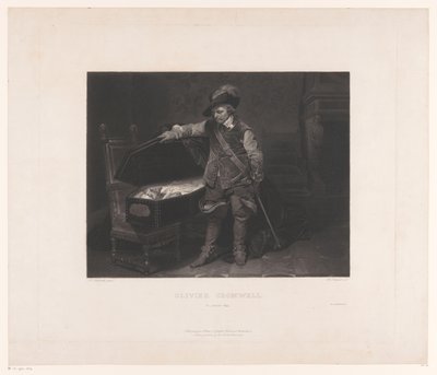 Oliver Cromwell by the Coffin of Charles I, King of England by Louis Pierre Henriquel Dupont