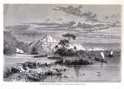 Inner View of Chantaboun Bay. 1874. Drawing by Sabatier according to Mr. Mouhot. Tour du Monde by Louis Remy Sabatier