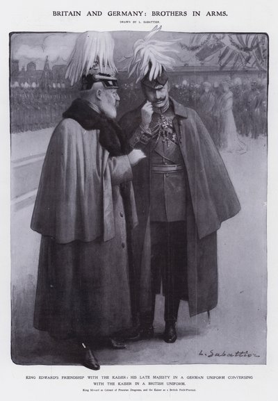 King Edward VII dressed as Colonel of the Prussian Dragoons and Kaiser Wilhelm II dressed as a British Field Marshal by Louis Remy Sabattier