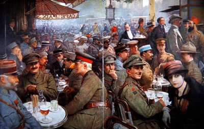 Le Cafe de la Paix Pendant La Guerre by Louis Remy Sabattier