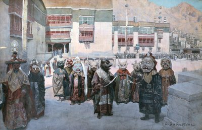 Spring Festival at the Himis Monastery, Tibet by Louis Remy Sabattier