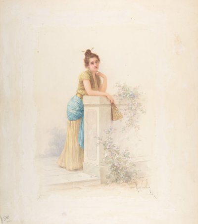 Lady with a Fan by Louis Robert Cuvillon