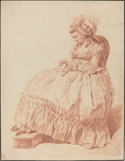 Seated Woman Sewing by Louis Rolland Trinquesse