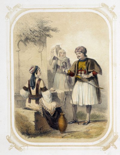 Inhabitants of Greece - in Album du jeune voyageur, illustrated by Louis Lassalle by Louis Simon Lassalle