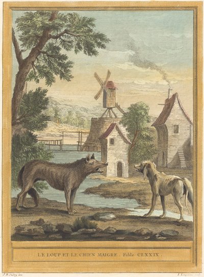 The Wolf and the Thin Dog by Louis Simon Lempereur after Jean Baptiste Oudry