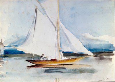 Sailboat in the Harbor Entrance of Morges by Louis Soutter