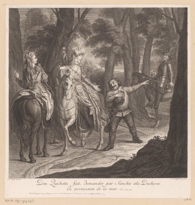 Don Quixote Has Sancho Ask the Duchess for Permission to See Her (series title) by Louis Surugue