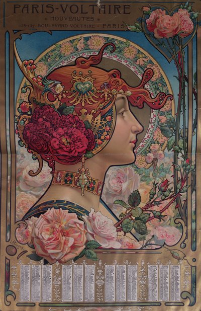 Calendar for 1901 for the Paris-Voltaire Shop, Paris, c.1900 by Louis Theophile Hingres