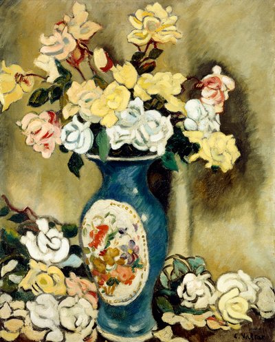 Bouquet of Red Roses in a Blue Vase, c.1920 by Louis Valtat