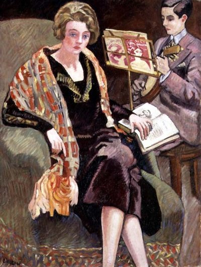 Mme Valtat and her Son with a Banjo by Louis Valtat