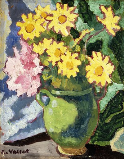 Yellow Daisies in a Green Jug by Louis Valtat