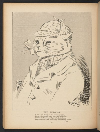 The Burglar, from p. 72, Louis Wain Annual by Louis Wain