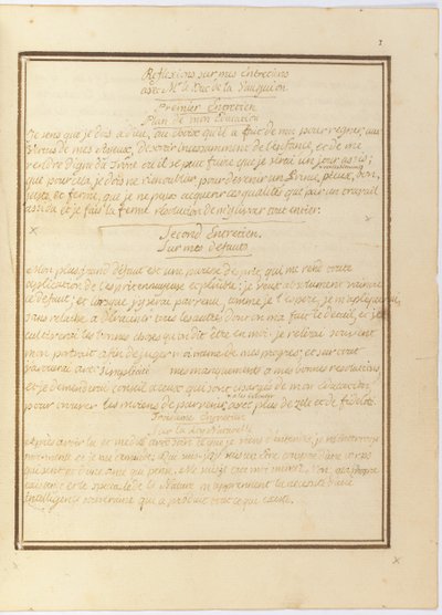Reflections on My Interview with Mr. le Duc de la Vauguyon, Autograph Manuscript, January 1767 to Early 1769 by Louis XVI