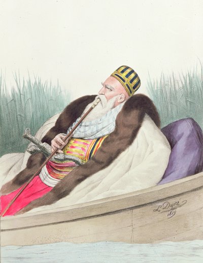Ali de Tebelen, Pascha von Janina, drawn from nature on the Butrintosee by Louis after Dupre