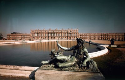 View of the Facade and Fountains of the Park of the Castle of Versailles (1668-1684) by Louis and Mansart Jules H.  Le Vau