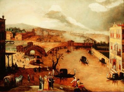 Scene Galante in a River Landscape by Louis de Caullery