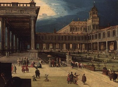 The Gardens and Courtyard of a Renaissance Palace by Louis de Caullery
