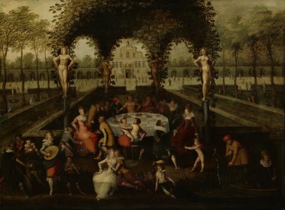 Venus, Bacchus and Ceres with Mortals in a Garden of Love by Louis de Caullery