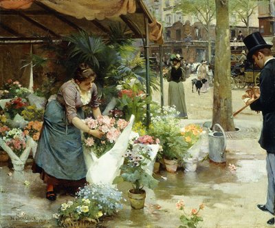 A Flower Market in Paris by Louis de Schryver