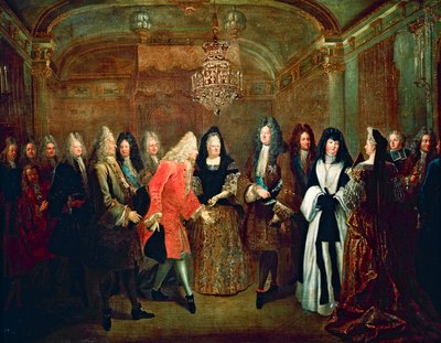 Louis XIV receiving Elector of Saxony, Frederick Augustus II at Fontainebleau on September 27 by Louis de Silvestre