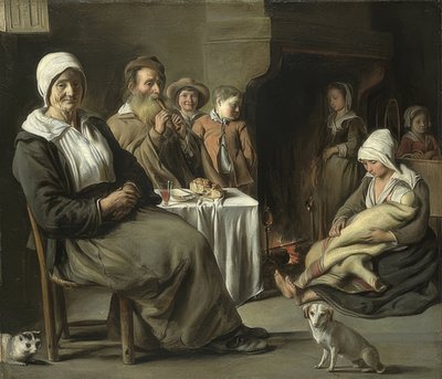 Peasant Interior with an Old Flute Player. Around 1642 by Louis le Nain