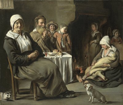 Peasant Interior with an Old Flute Player by Louis le Nain