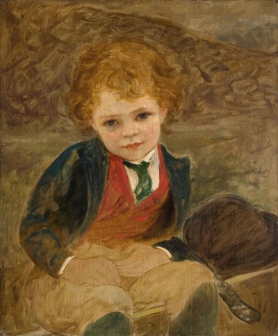 Study Of A Boy Sitting In A Wheelbarrow, 1890 by Louisa Starr