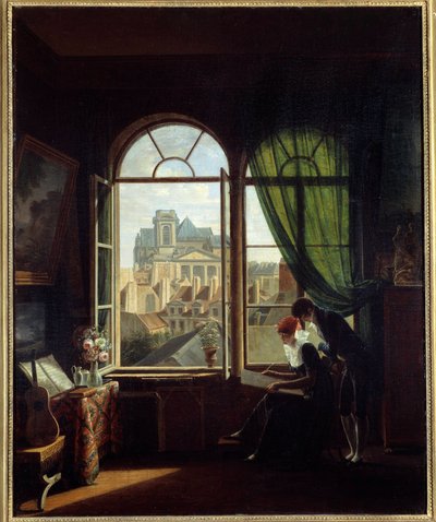 Interior with View on the Facade of Saint Eustache Church in Paris by Louise Adeone Drolling