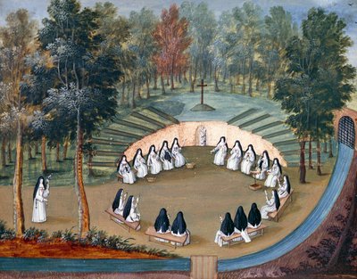 Port-Royal des Champs Abbey, Nuns meeting in solitude by Louise-Magdeleine Hortemels, France by Louise Magdeleine Hortemels