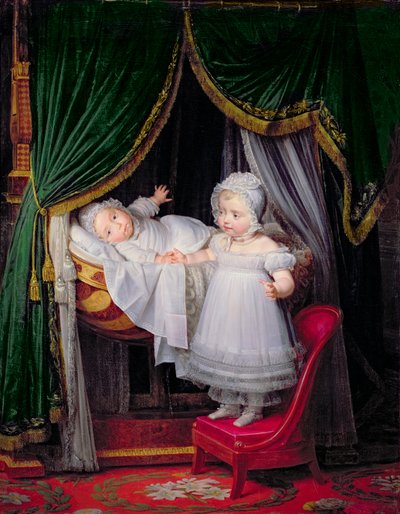 Henri-Charles-Ferdinand of Artois, Duke of Bordeaux and his Sister Louise-Marie-Therese of Artois at the Tuileries by Louise Marie Jeanne Hersent