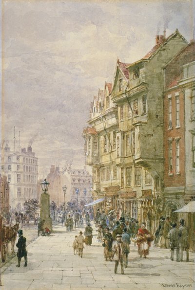 View East Along Holborn with Figures and Horse-Drawn Vehicles on the Street, London by Louise Rayner