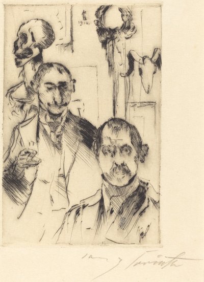 Double Portrait with Skeleton by Lovis Corinth