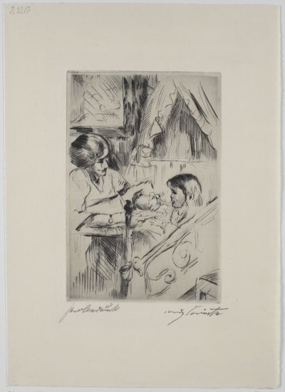 Child in Bed and Mother by Lovis Corinth