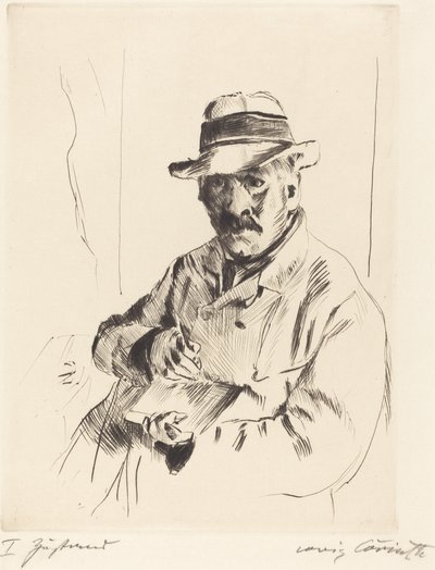 Self-Portrait in a Straw Hat by Lovis Corinth