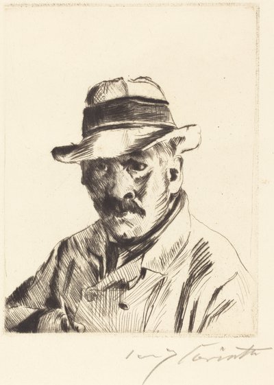 Self-Portrait in a Straw Hat by Lovis Corinth