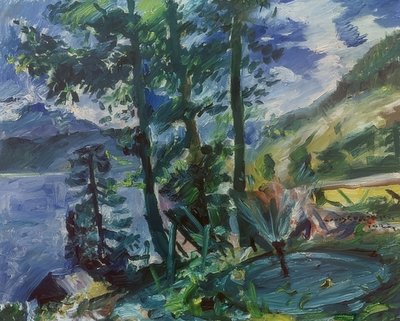 Walchensee with Fountain. 1923 by Lovis Corinth